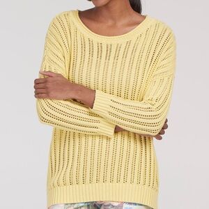 Tribal Yellow Crew Neck Sweater with Ribbed Knit
